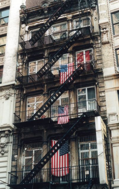 Flags on NYC buildings
